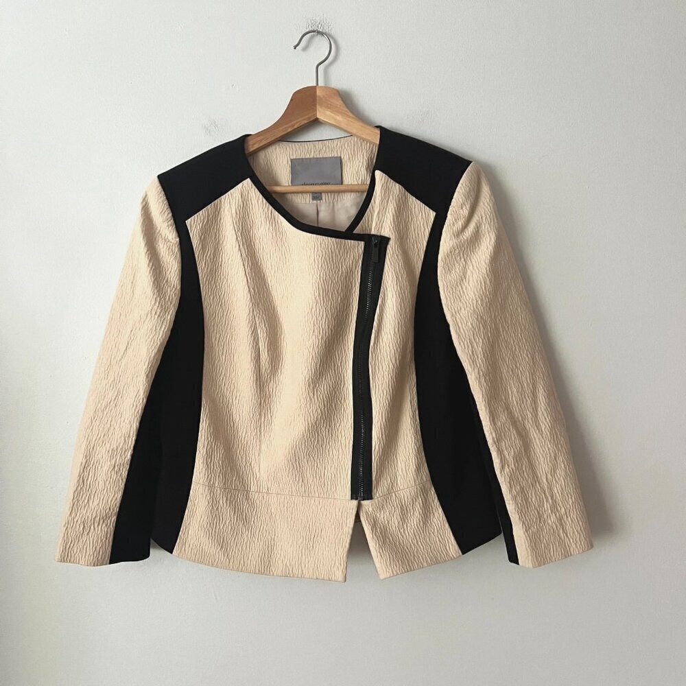 Classiques Entier Colorblock Textured Cream & Black Blazer Women's Size Large